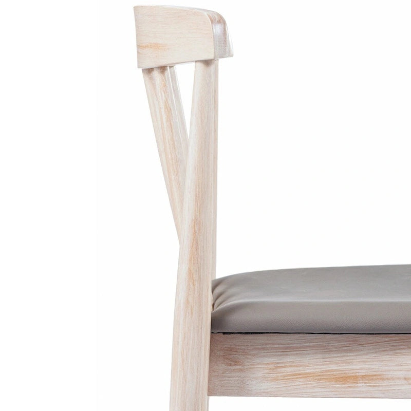 Commercial Solid Wood Dining Chair with Vinyl Padded Seat - Set of 2