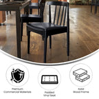 Commercial Solid Wood Dining Chair with Vinyl Padded Seat - Set of 2