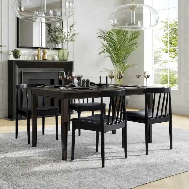 Commercial Solid Wood Dining Chair with Vinyl Padded Seat - Set of 2
