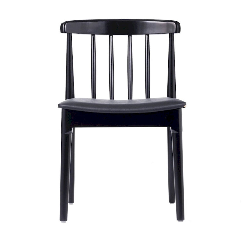Commercial Solid Wood Dining Chair with Vinyl Padded Seat - Set of 2