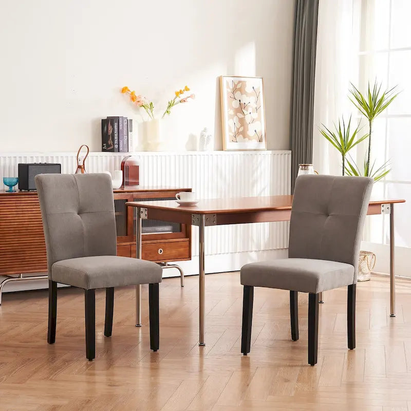 Set di 2 sedie da pranzo laterali imbottite in tessuto con schienale trapuntato dal design semplice e moderno