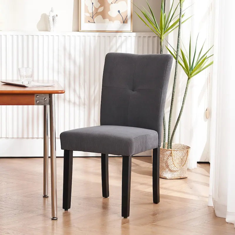 Set di 2 sedie da pranzo laterali imbottite in tessuto con schienale trapuntato dal design semplice e moderno