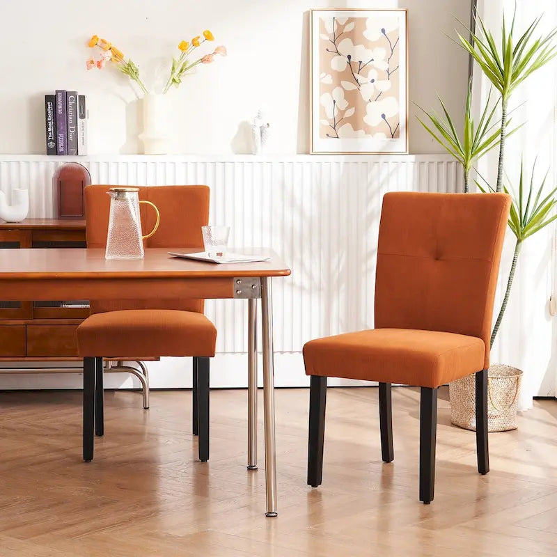 Set di 2 sedie da pranzo laterali imbottite in tessuto con schienale trapuntato dal design semplice e moderno