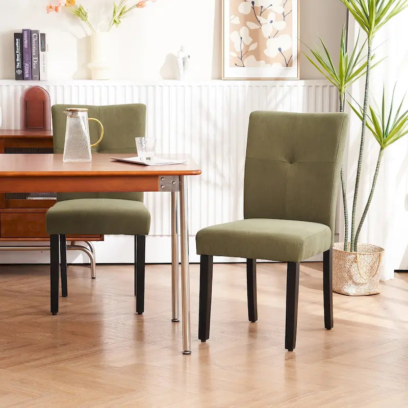 Set di 2 sedie da pranzo laterali imbottite in tessuto con schienale trapuntato dal design semplice e moderno