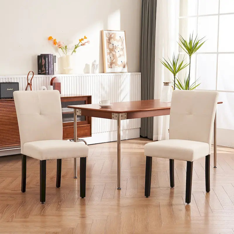 Set di 2 sedie da pranzo laterali imbottite in tessuto con schienale trapuntato dal design semplice e moderno