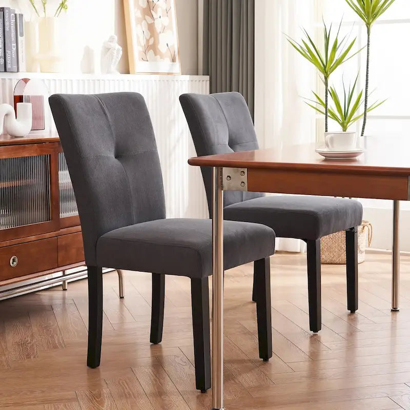 Set di 2 sedie da pranzo laterali imbottite in tessuto con schienale trapuntato dal design semplice e moderno
