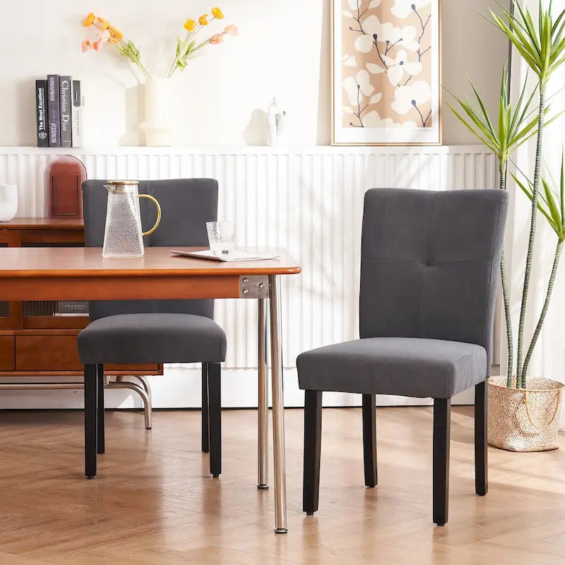 Set di 2 sedie da pranzo laterali imbottite in tessuto con schienale trapuntato dal design semplice e moderno