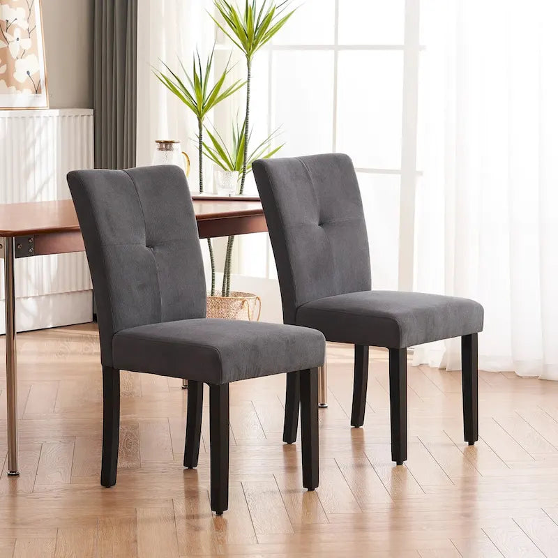 Set di 2 sedie da pranzo laterali imbottite in tessuto con schienale trapuntato dal design semplice e moderno