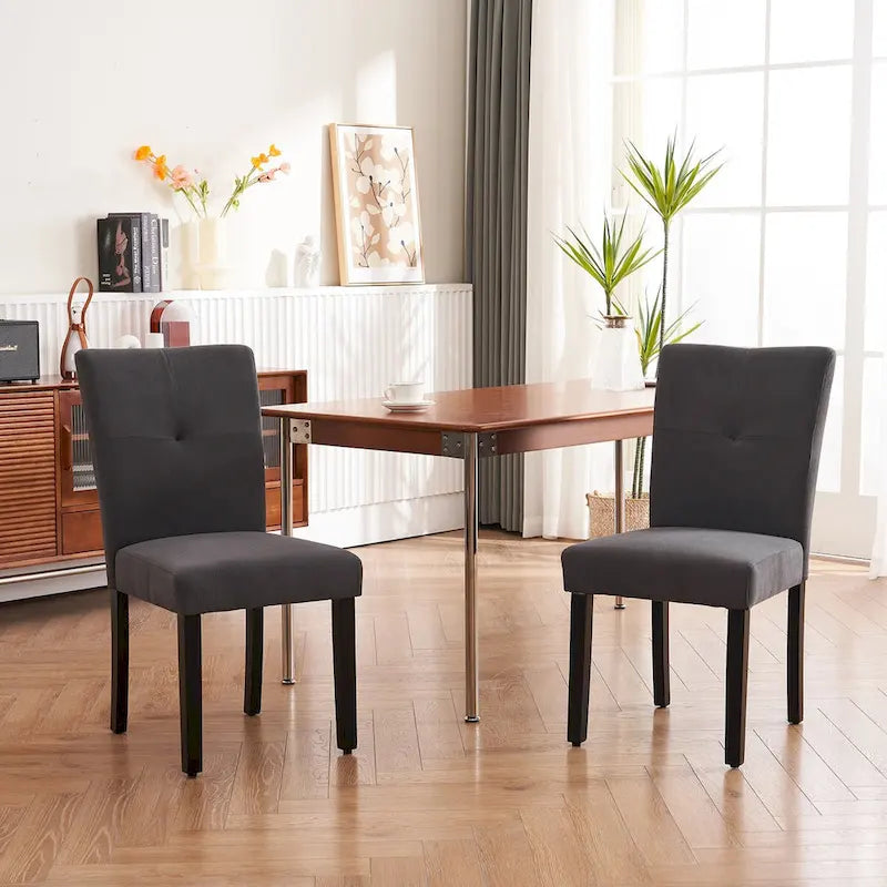 Set di 2 sedie da pranzo laterali imbottite in tessuto con schienale trapuntato dal design semplice e moderno