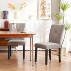 Set di 2 sedie da pranzo laterali imbottite in tessuto con schienale trapuntato dal design semplice e moderno