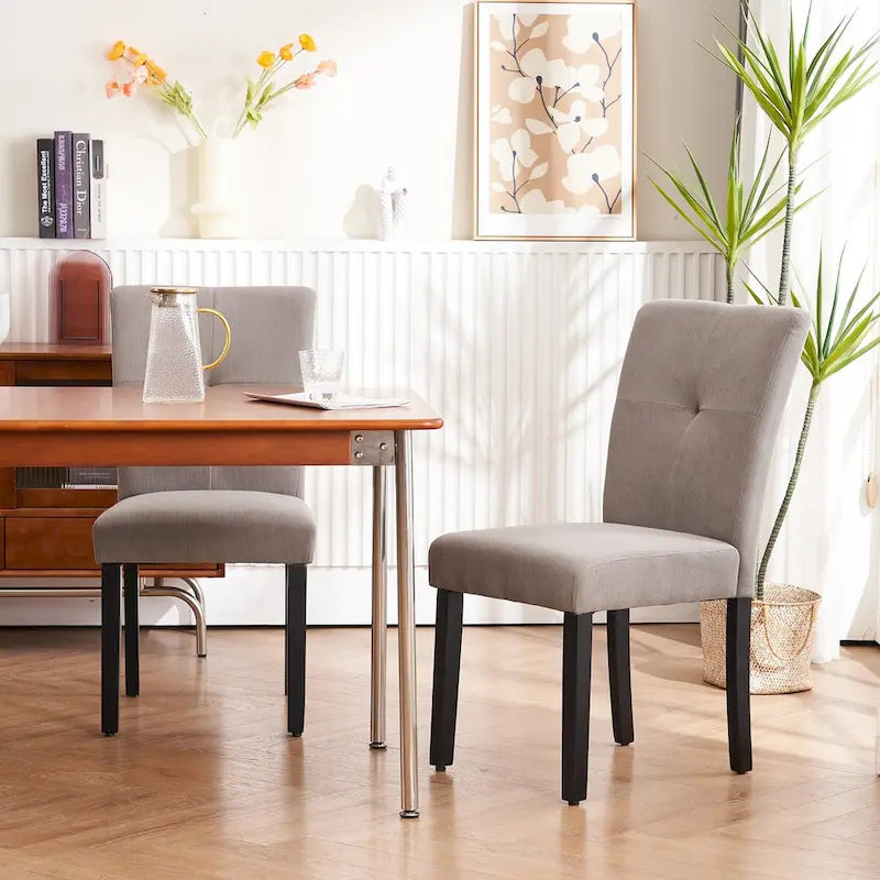 Set di 2 sedie da pranzo laterali imbottite in tessuto con schienale trapuntato dal design semplice e moderno
