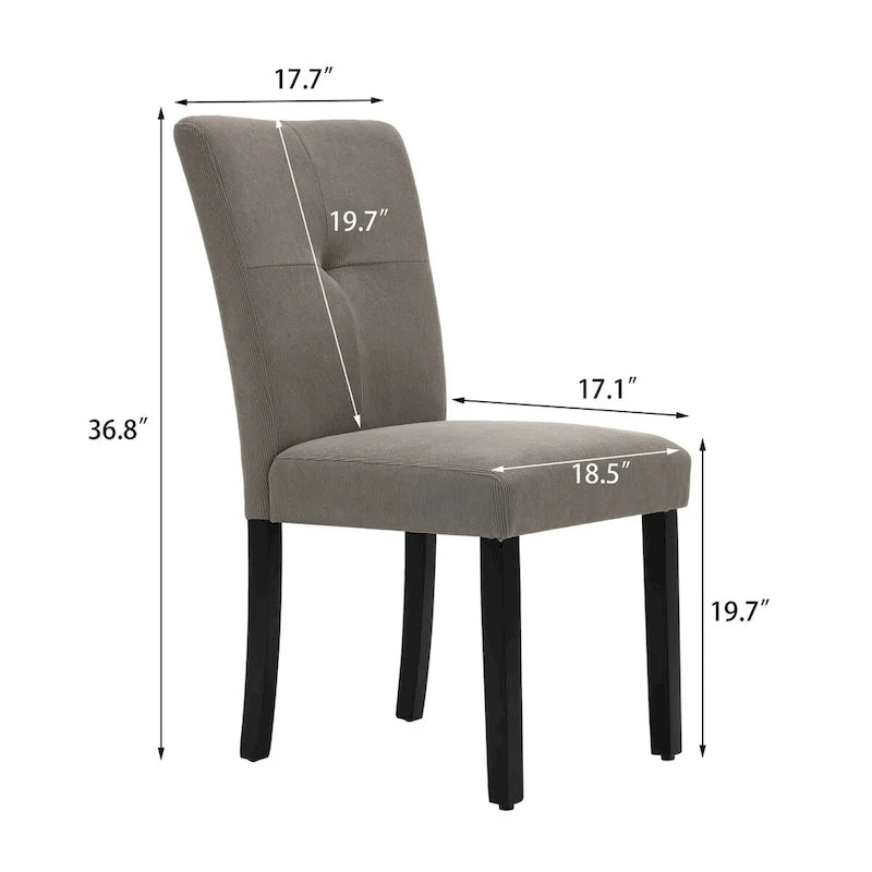 Set di 2 sedie da pranzo laterali imbottite in tessuto con schienale trapuntato dal design semplice e moderno