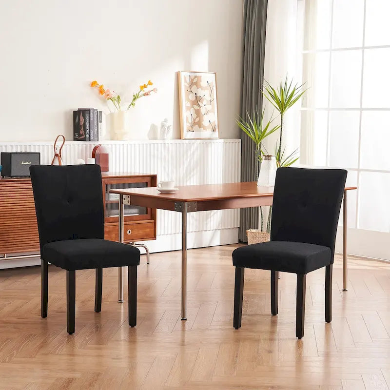 Set di 2 sedie da pranzo laterali imbottite in tessuto con schienale trapuntato dal design semplice e moderno
