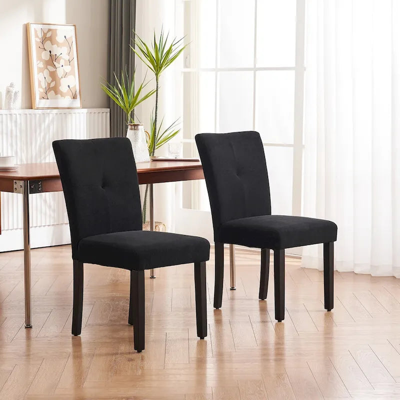 Set di 2 sedie da pranzo laterali imbottite in tessuto con schienale trapuntato dal design semplice e moderno