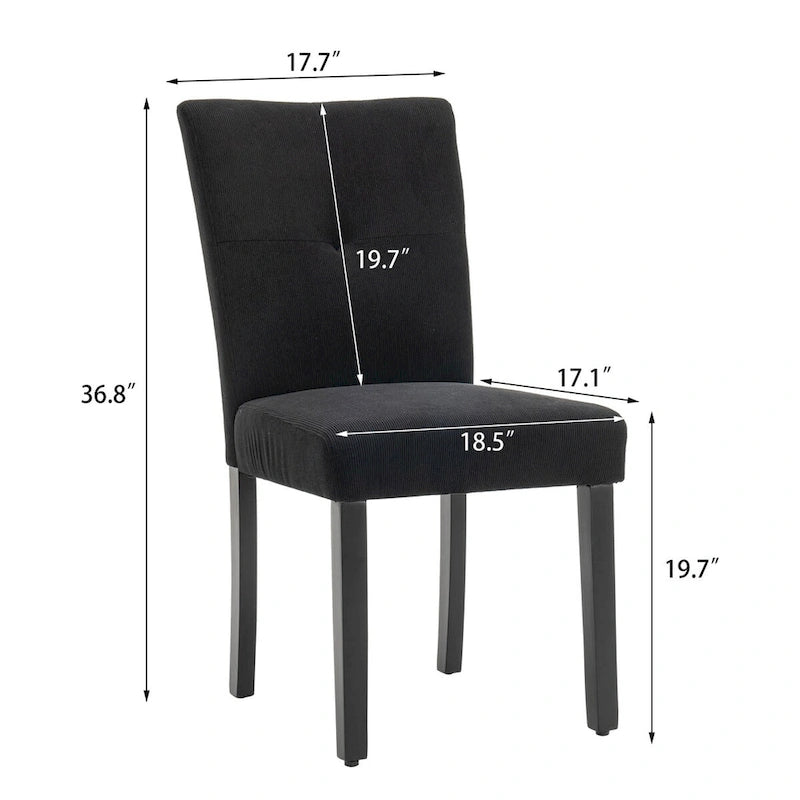 Set di 2 sedie da pranzo laterali imbottite in tessuto con schienale trapuntato dal design semplice e moderno