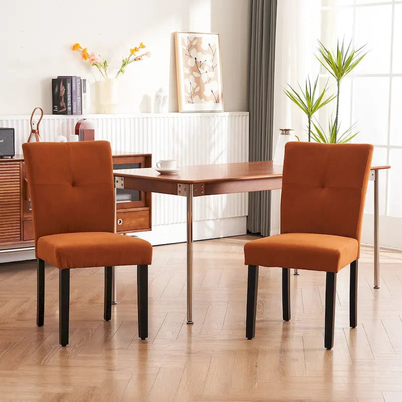 Set di 2 sedie da pranzo laterali imbottite in tessuto con schienale trapuntato dal design semplice e moderno