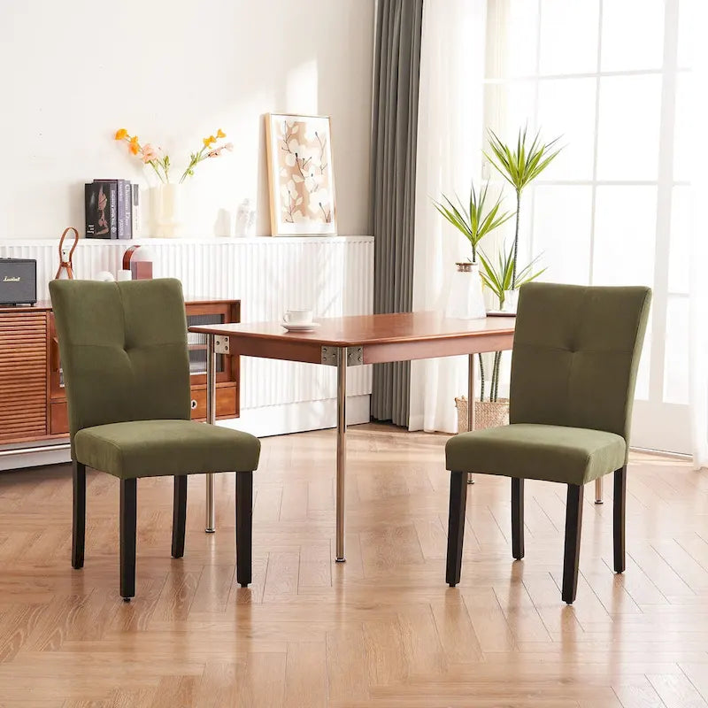 Set di 2 sedie da pranzo laterali imbottite in tessuto con schienale trapuntato dal design semplice e moderno