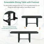 82inch 6-Piece Extendable Dining Table with Footrest, 4 Upholstered Dining Chairs and Dining Bench, Two 11Removable Leaf