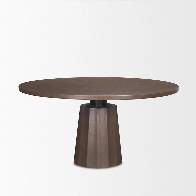 Swanson 60 Dark Brown Wood Round Pedestal Dining Table - 60.0L x 60.0W x 30.0H