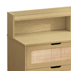 White Rattan 6-Drawer Storage Cabinet with LED Lights