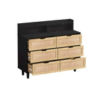 White Rattan 6-Drawer Storage Cabinet with LED Lights