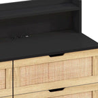 White Rattan 6-Drawer Storage Cabinet with LED Lights