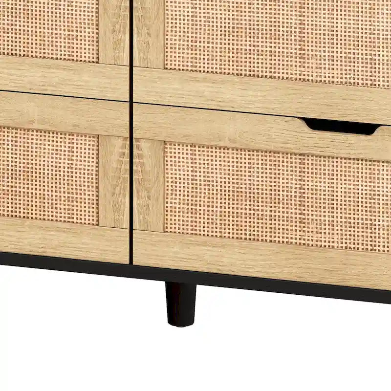 White Rattan 6-Drawer Storage Cabinet with LED Lights