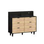 White Rattan 6-Drawer Storage Cabinet with LED Lights