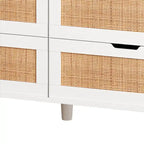 White Rattan 6-Drawer Storage Cabinet with LED Lights