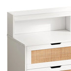 White Rattan 6-Drawer Storage Cabinet with LED Lights
