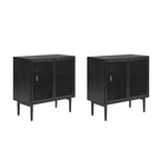 White 2-Door Cabinet with LED Lights - Set of 2