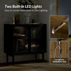 White 2-Door Cabinet with LED Lights - Set of 2