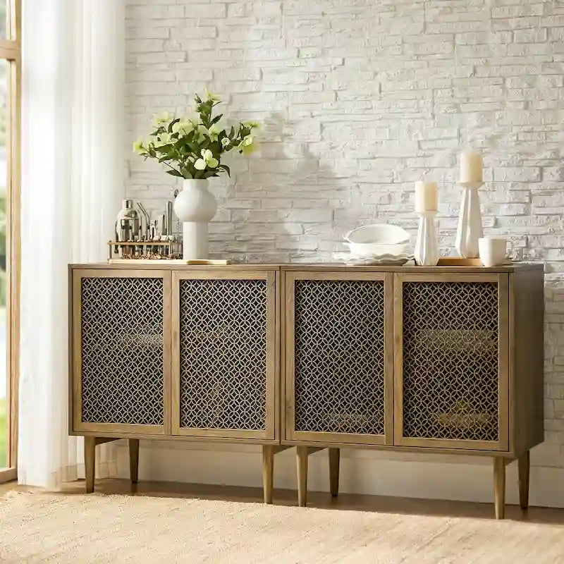 White 2-Door Cabinet with LED Lights - Set of 2
