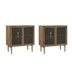 White 2-Door Cabinet with LED Lights - Set of 2