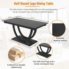 6-Piece Wood Half Round Dining Table Set Kitchen Table Set with Long Bench and 4 Dining Chairs, Modern Style