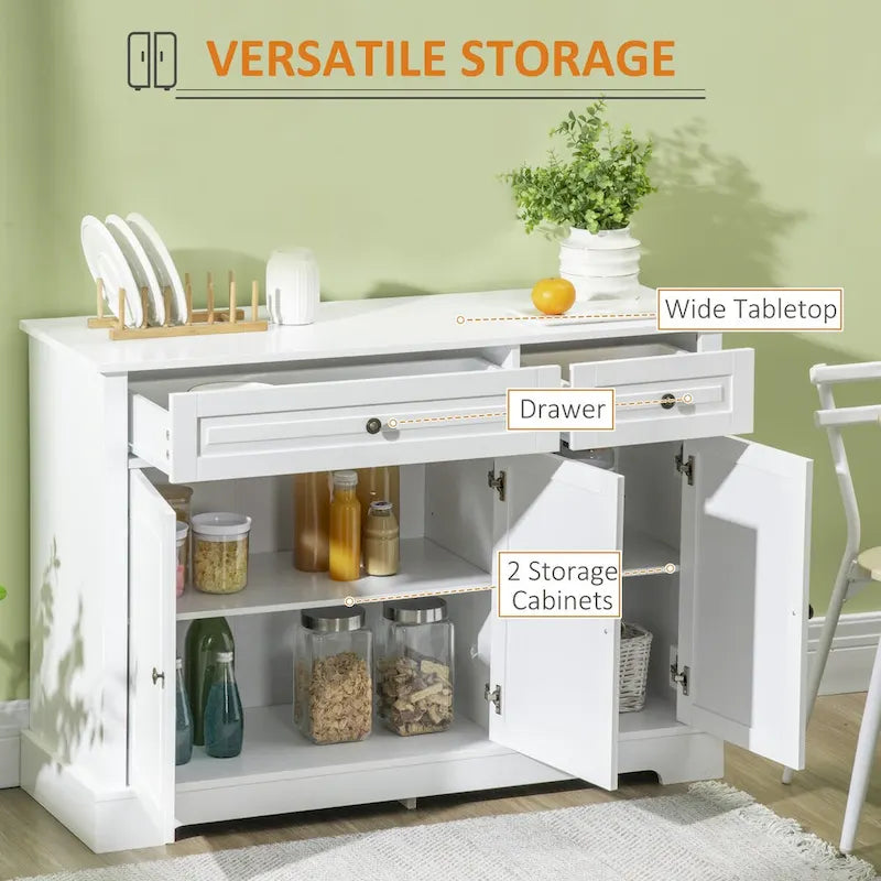 Sideboard Buffet Cabinet, Modern Kitchen Cabinet with 2 Drawers and Adjustable Shelves, Coffee Bar Cabinet