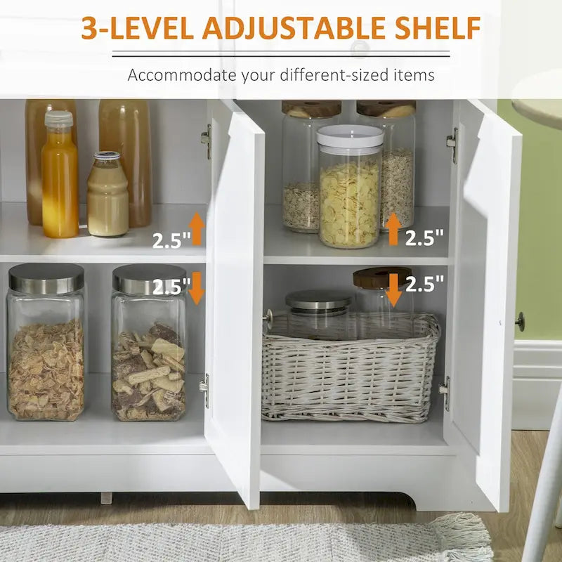 Sideboard Buffet Cabinet, Modern Kitchen Cabinet with 2 Drawers and Adjustable Shelves, Coffee Bar Cabinet