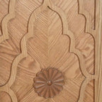 Large Storage Cabinet with Carved Flower Doors and Metal Handles