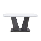 Merax Modern Dining Table with V-Shape MDF Base/ Linen Tufted Dining Room Chairs Set of 6