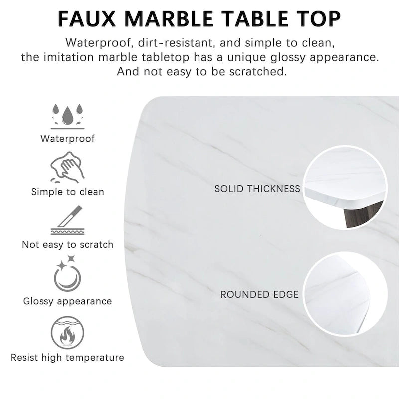 Merax Modern Dining Table with V-Shape MDF Base/ Linen Tufted Dining Room Chairs Set of 6