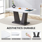 Merax Modern Dining Table with V-Shape MDF Base/ Linen Tufted Dining Room Chairs Set of 6