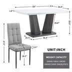 Merax Modern Dining Table with V-Shape MDF Base/ Linen Tufted Dining Room Chairs Set of 6