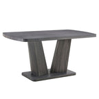 Merax Modern Dining Table with V-Shape MDF Base/ Linen Tufted Dining Room Chairs Set of 6