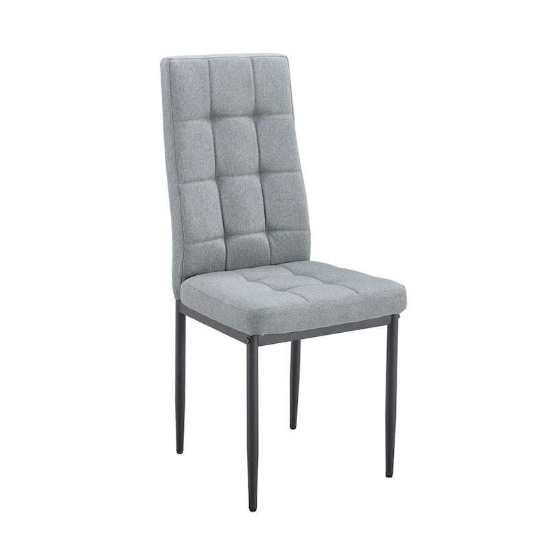 Merax Modern Dining Table with V-Shape MDF Base/ Linen Tufted Dining Room Chairs Set of 6