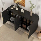 White Fluted Sideboard Cabinet with Adjustable Shelves