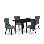 East West Furniture Kitchen Table Set- a Dining Table with Butterfly Leaf and Parson Chairs, Black (Pieces Options)