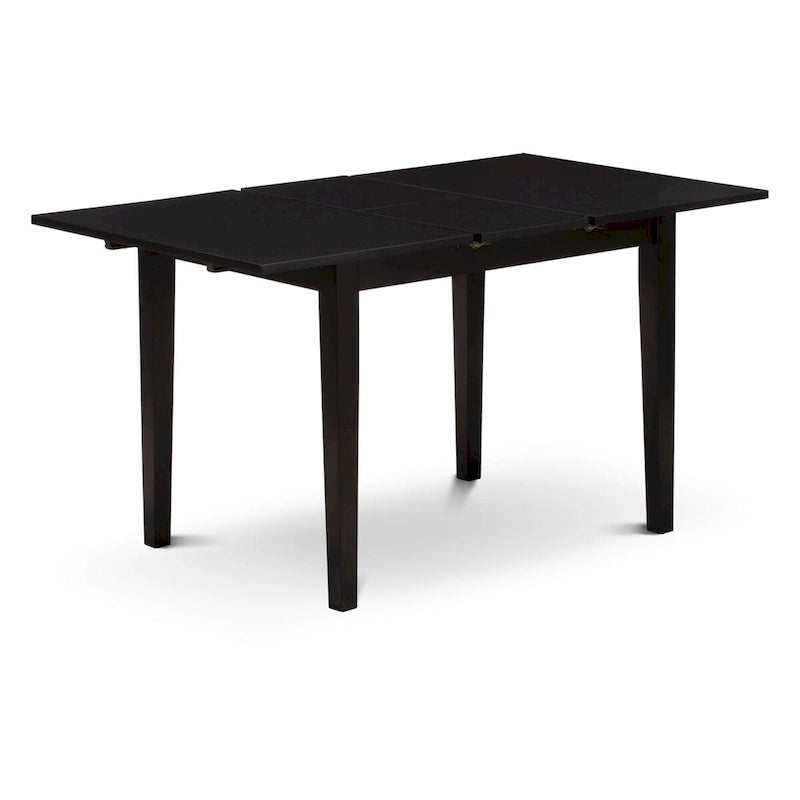 East West Furniture Kitchen Table Set- a Dining Table with Butterfly Leaf and Parson Chairs, Black (Pieces Options)