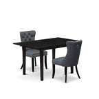 East West Furniture Kitchen Table Set- a Dining Table with Butterfly Leaf and Parson Chairs, Black (Pieces Options)