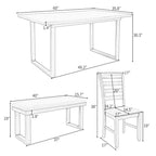 Set sala da pranzo da 6 pezzi con tavolo e 4 sedie con panca