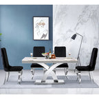 Black and Silver Dining Chairs with Soft Velvet and Metal Legs